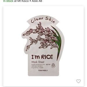 TonyMoly “I’m Rice” Face Mask 💄💋